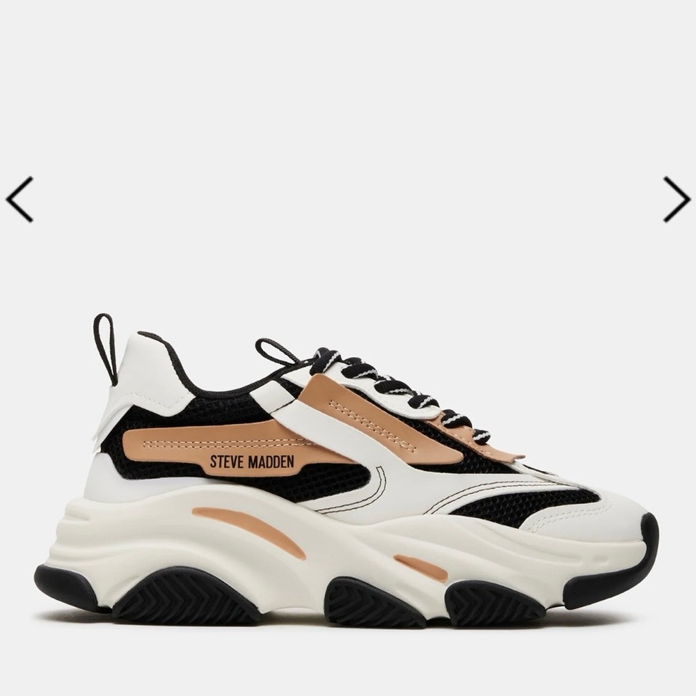 Steve Madden Possession Women's Athletic Sneakers White Black Beige